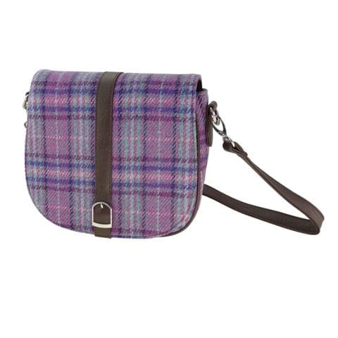 Women's Luxury Harris Tweed Shoulder Bag in Purple & Mint Check LB1000-COL 146