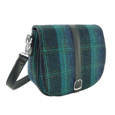 Women's Luxury Harris Tweed Shoulder Bag in Unique Blue & Turquoise Check LB1000-COL 119