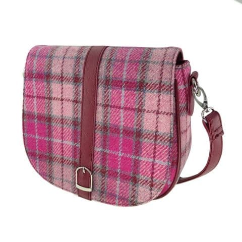 Women's Luxury Harris Tweed Shoulder Bag in Unique Vibrant Pink Buchanan Tartan LB1000-COL 138