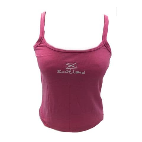 Women's Pink Stretchable Vest Top - 100% Cotton - Saltire Flag Design - Ladies Scottish Gift