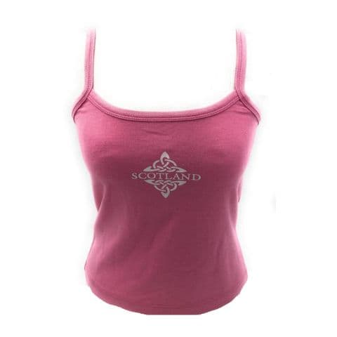Women's Pink Stretchable Vest Top - 100% Cotton - Scotland Design - Ladies Scottish Gift