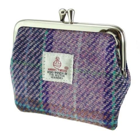 Women's Unique Handmade Harris Tweed Coin Clasp Purse in Pink/Lilac Check LB2035-COL 34