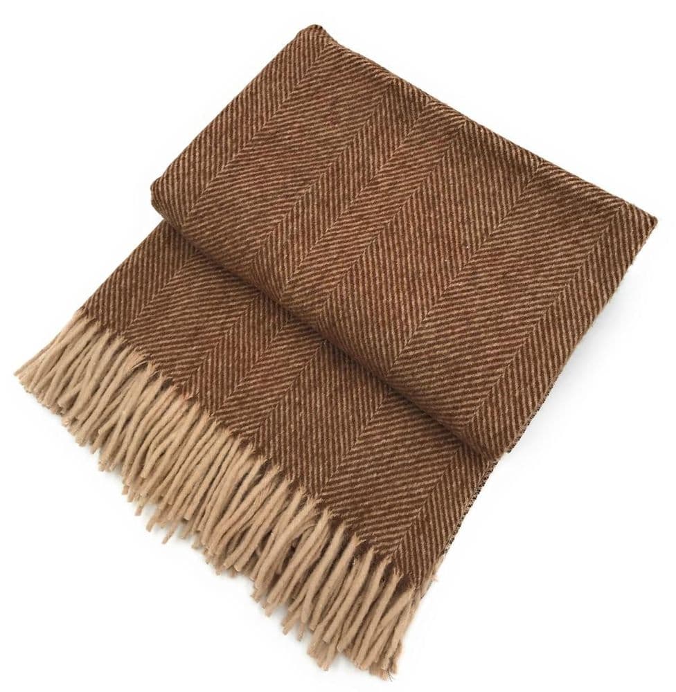 Wool Blend Chestnut Brown Herringbone Blanket Throw Brand NewChestnut Brown Herringbone Blanket Thro