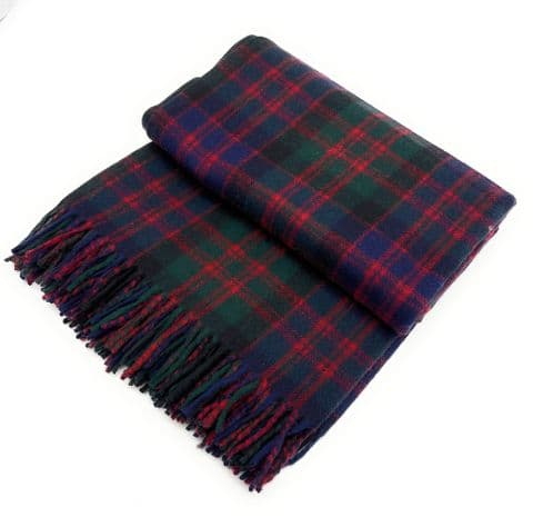Wool/Blend comfort Tartan Blankets for beds, Sofa throws - large 74x62"- MACDONALD Tartan