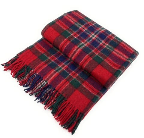 Wool/Blend comfort Tartan Blankets for beds, Sofa throws - large 74x62"- MACFARLANE Tartan