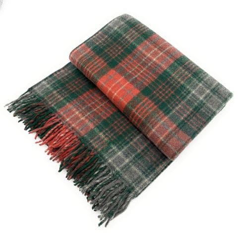 Wool/Blend comfort Tartan Blankets for beds, Sofa throws - large 74x62"- WILSON ANCIENT Tartan