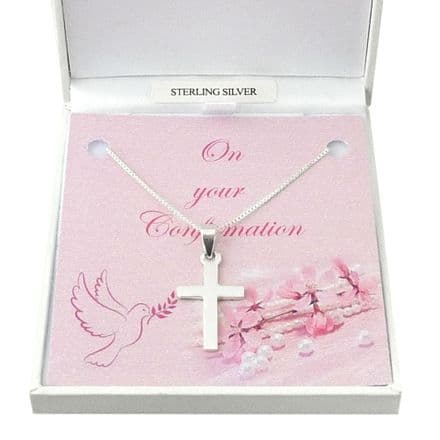 925 Silver Cross Necklace, Gift for a Girl's Confirmation