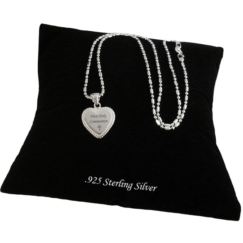 925 Silver Heart Necklace for First Holy Communion| Heavens Blessings