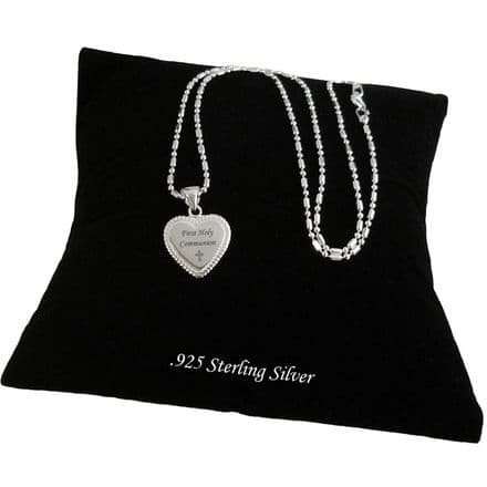 925 Silver Heart Necklace for First Holy Communion