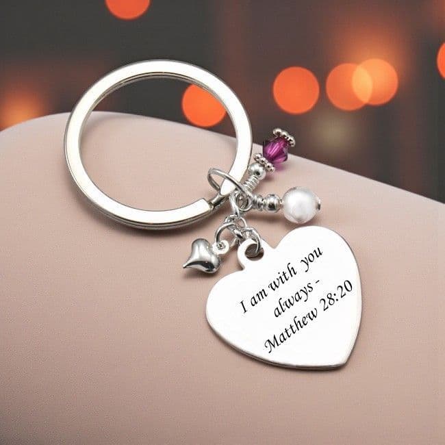 Catholic Keyring with Biblical Engraving