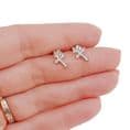 Confirmation or Baptism Earrings .925 Sterling Silver and CZ Crystal Cross Studs | Heavens Blessings