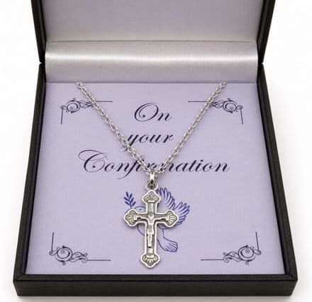 Crucifix Necklace for Boys, Girls, Confirmation Gift, Stainless Steel