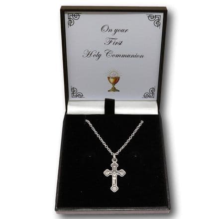 Crucifix Necklace for Boys, Girls, First Holy Communion Gift, Stainless Steel