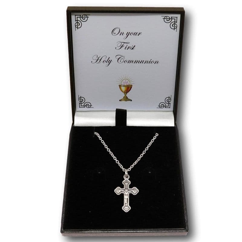 Crucifix Necklace for Boys, Girls, First Holy Communion Gift,  Stainless Steel | Heavens Blessings
