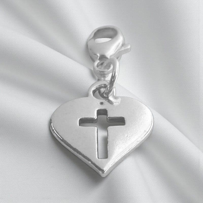 Catholic Cross Heart Charm on Lobster Clasp | Heaven's Blessings