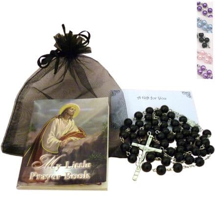First Holy Communion Gift Set for Boys or Girls, Rosary Beads & Prayer Book