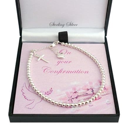 Gift for a Girl, Sterling Silver Cross Bracelet for Confirmation
