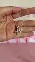Gift For Girl's First Holy Communion Necklace with Sterling Silver Cross & Letter/Initial Pendants | Heavens Blessings