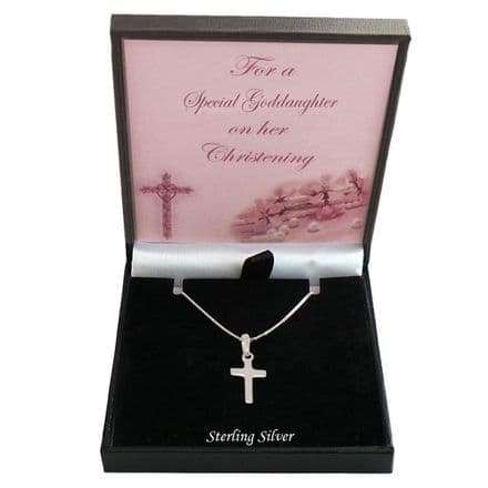 Girl's Christening Gift, Solid 925 Sterling Silver Cross Necklace