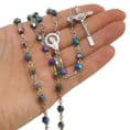 Iridescent Glass Rosary Beads with Virgin Mary Centrepiece and Crucifix Cross | Heavens Blessings