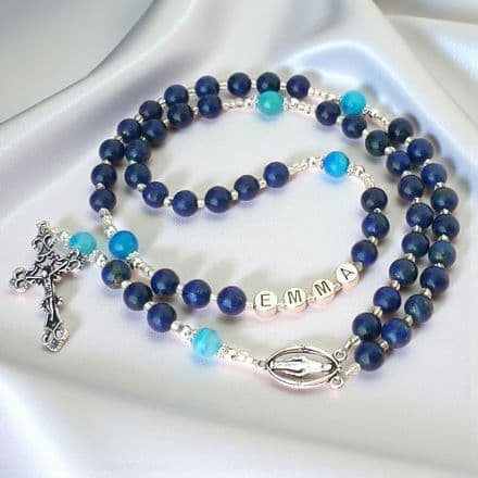 Lapis Lazuli Rosary Beads with Name