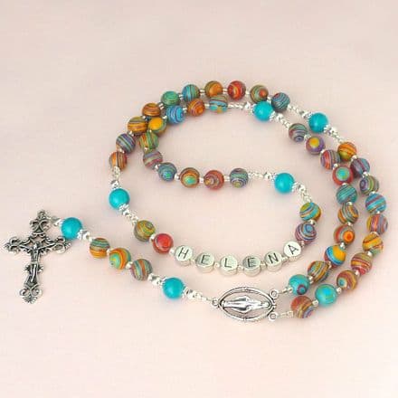 Malachite Rosary Beads with Name