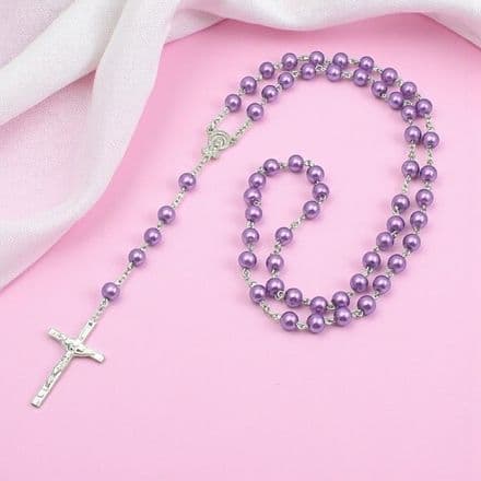 Mauve Pearl Rosary Beads