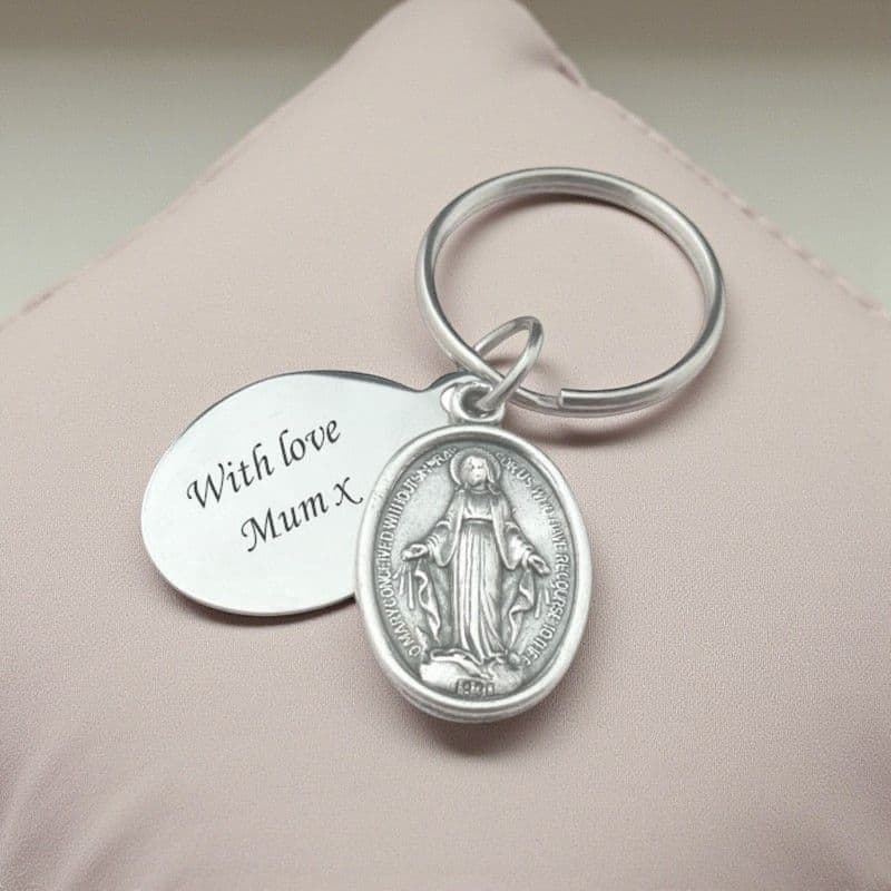 Miraculous Medal Keyring with Engraving | Heaven's Blessings
