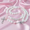 Name Rosary for Girls in White Jade and Pink Pearl | Heavens Blessings