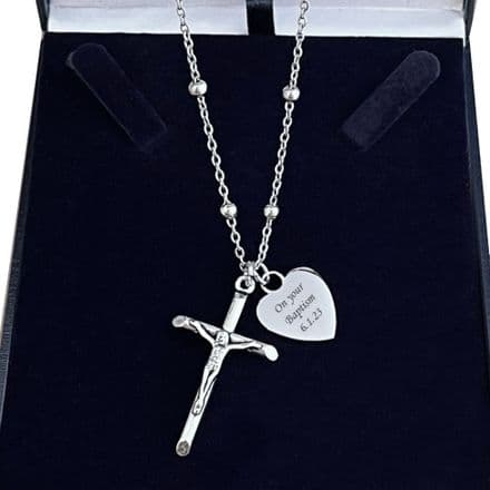 Necklace with Crucifix, Personalised with Any Engraving, Cross