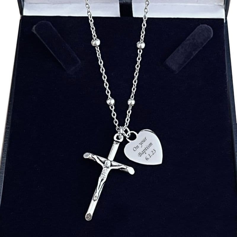 Necklace with Crucifix, Personalised with Any Engraving, Cross | Heavens Blessings