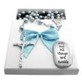 Pearl Rosary Bead Gift Set, for Boys or Girls with Thumbstone, Catholic | Heavens Blessings
