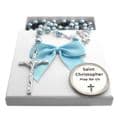Pearl Rosary Beads Gift Set for Boys or Girls with St Christopher Pocket Token | Heavens Blessings