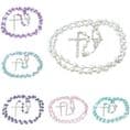 Pearl Rosary Beads Gift Set for Boys or Girls with St Christopher Pocket Token | Heavens Blessings