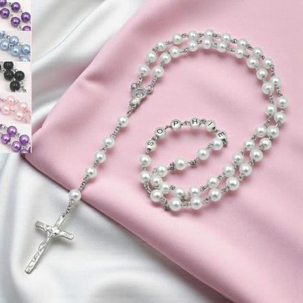 Pearl Rosary Beads with Name