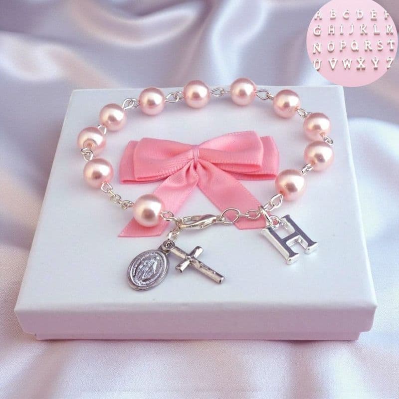 Pearl Rosary Bracelet with Letter Charm | Heavens Blessings