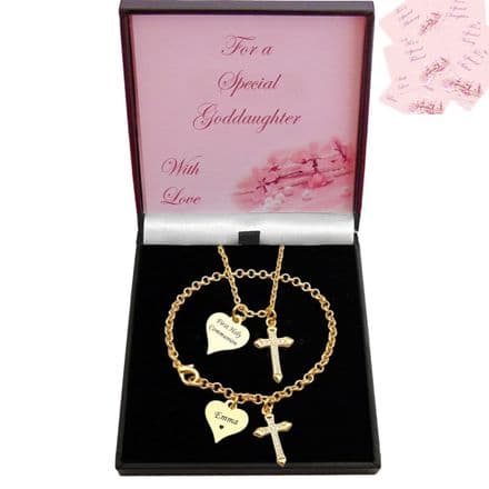 Personalised 18ct Gold Crosses Jewellery Set with Engraving