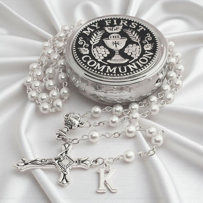 Personalised, First Holy Communion Rosary, Pearls, Chalice & Letter | Heavens Blessings