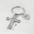 Personalised Key ring with Large Cross and Heart Charm | Heaven's Blessings