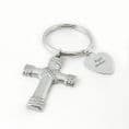 Personalised Key ring with Large Cross and Heart Charm | Heaven's Blessings
