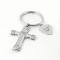 Personalised Key ring with Large Cross and Heart Charm | Heaven's Blessings