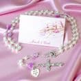 Personalised Rosaries in Pink and White, Any Engraving | Heaven's Blessings