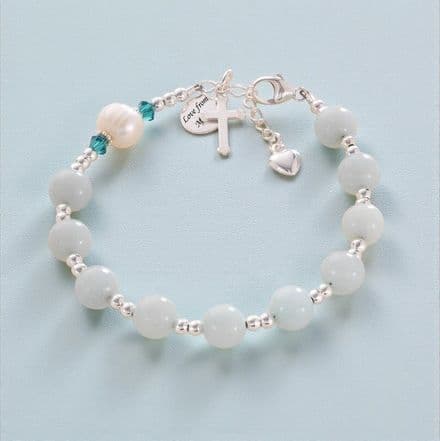 Personalised Rosary Bracelet, Amazonite & Pearl