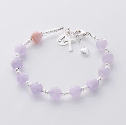 Personalised Rosary Bracelet, Amethyst & Pearl