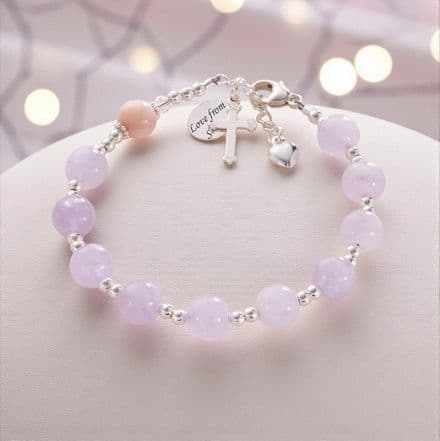 Personalised Rosary Bracelet, Amethyst & Pearl