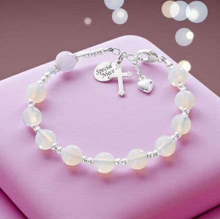 Personalised Rosary Bracelet, Moonstone & Amethyst