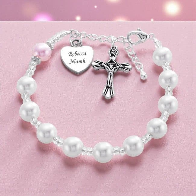 Personalised Rosary Bracelet with Pearls | Heavens Blessings