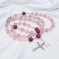 Personalised Rosary with Faceted Jade, Lilac and Magenta Malaysian Jade, Sterling Silver | Heavens Blessings