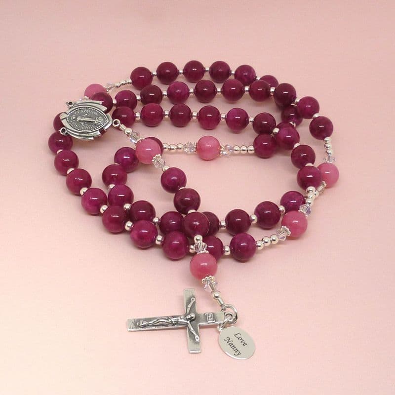 Personalised Rosary with Mashan Jade, Sterling Silver | Heavens Blessings
