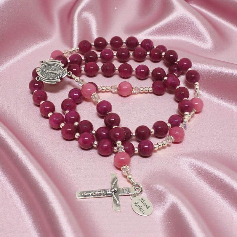 Personalised Rosary with Mashan Jade, Sterling Silver | Heavens Blessings